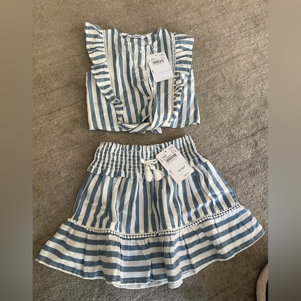 Mayoral Skirt and top- blue and white stripe!